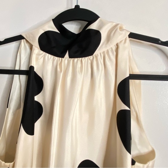 Elegant  & Classy Black and Cream Floral Dress 100% Silk - Size 10 - Picture 11 of 15